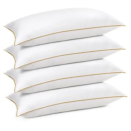 Sleepsia Large Fluffy Ultra Soft Hotel Pillows -  Comfortable Machine Washable Down Alternative Fiber Filler Pillow for Side Back and Front Sleepers (27LX17WX5H) Pack of 4