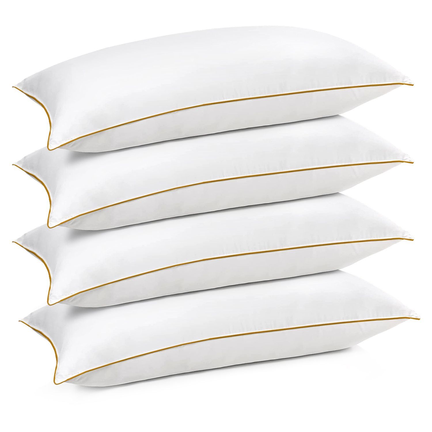 Sleepsia Large Fluffy Ultra Soft Hotel Pillows -  Comfortable Machine Washable Down Alternative Fiber Filler Pillow for Side Back and Front Sleepers (27LX17WX5H) Pack of 4