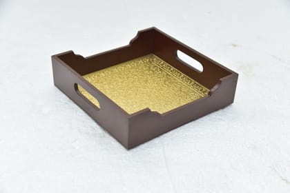 Wooden and Brass 10X10 Tray Wooden and Brass 10X10 Tray