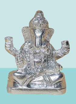 Silver Metal Ganpati Idol Silver Metal Ganpati Idol