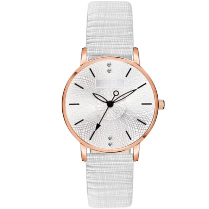 Loretta MT-313 White Leather Belt Slim Dial Women & Girls Watch
