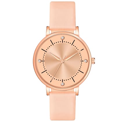 Loretta MT-512 Peach Leather Belt Slim Dial Women & Girls Watch