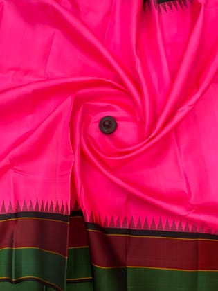Pink Color Kanjivaram Pure Silk Saree Has Double Color Border