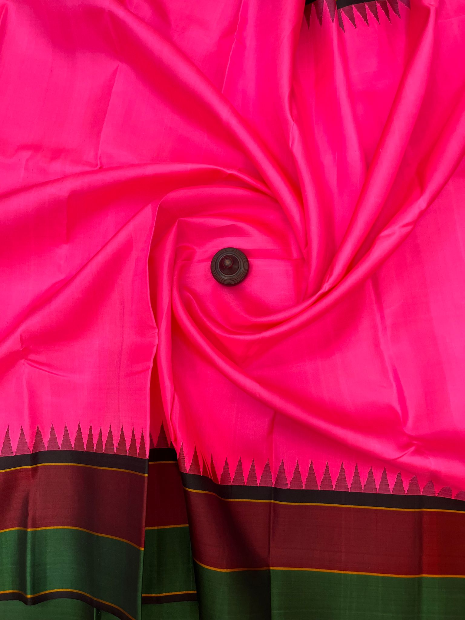 Pink Color Kanjivaram Pure Silk Saree Has Double Color Border