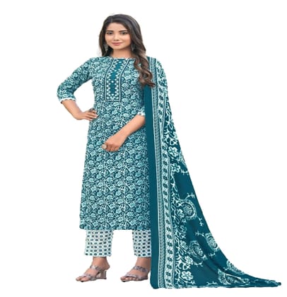 Pure Camrick Cotton Unstitched Salwar Suit Dress Material With Thread Embroidery On Tie(Green) Pure Camrick Cotton Unstitched Salwar Suit Dress Material With Thread Embroidery On Tie(Green)