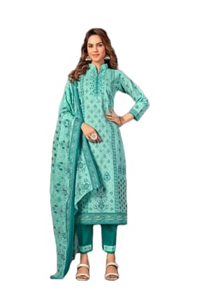 Pakistani Design Women's Pure Cotton Digital Printed Unstitched Salwar Suit Dress Material with Cotton Malmal Dupatta (Turquoise) Pakistani Design Women's Pure Cotton Digital Printed Unstitched Salwar Suit Dress Material with Cotton Malmal Dupatta (Turquoise)