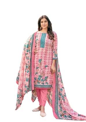 Pakistani Design Pure Lawn Cotton Unstitched Salwar Suit Dress Material With Thread Embroidery On Tie (PINK) Pakistani Design Pure Lawn Cotton Unstitched Salwar Suit Dress Material With Thread Embroidery On Tie (PINK)