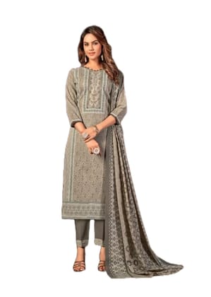Pakistani Design Women's Pure Cotton Digital Printed Unstitched Salwar Suit Dress Material with Cotton Malmal Dupatta (Dark Grey) Pakistani Design Women's Pure Cotton Digital Printed Unstitched Salwar Suit Dress Material with Cotton Malmal Dupatta (Dark Grey)