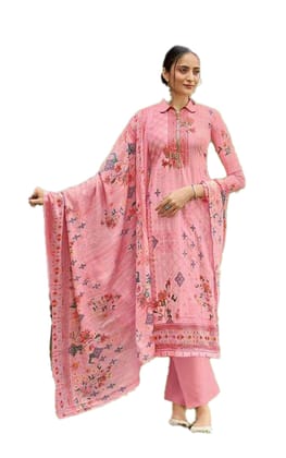 Pakistani Design Women's Lawn Cotton Printed Unstitched Salwar Suit Material(Pink) Pakistani Design Women's Lawn Cotton Printed Unstitched Salwar Suit Material(Pink)