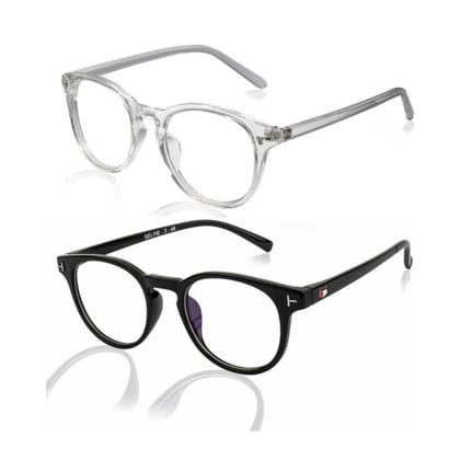 4Flaunt UV Protected & Anti Glare Oval Spectacles Optical Frame, Customizable Lens, Helps In Minimizing Digital Headache, Better Sleeping For Men & Women (Transparent & Black)