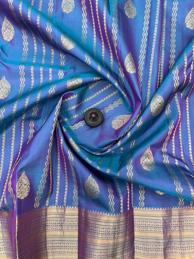 Blue Color Zari Woven Pure Kanjivaram Silk Saree