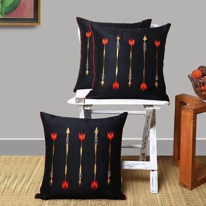 Set of 3pcs Black Embroidered cushion cover 16"x16"(EPD150_S3) Set of 3pcs Black Embroidered cushion cover 16"x16"(EPD150_S3)