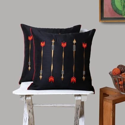 Set of 2pcs Black Embroidered cushion cover 16"x16"(EPD150_S2) Set of 2pcs Black Embroidered cushion cover 16"x16"(EPD150_S2)