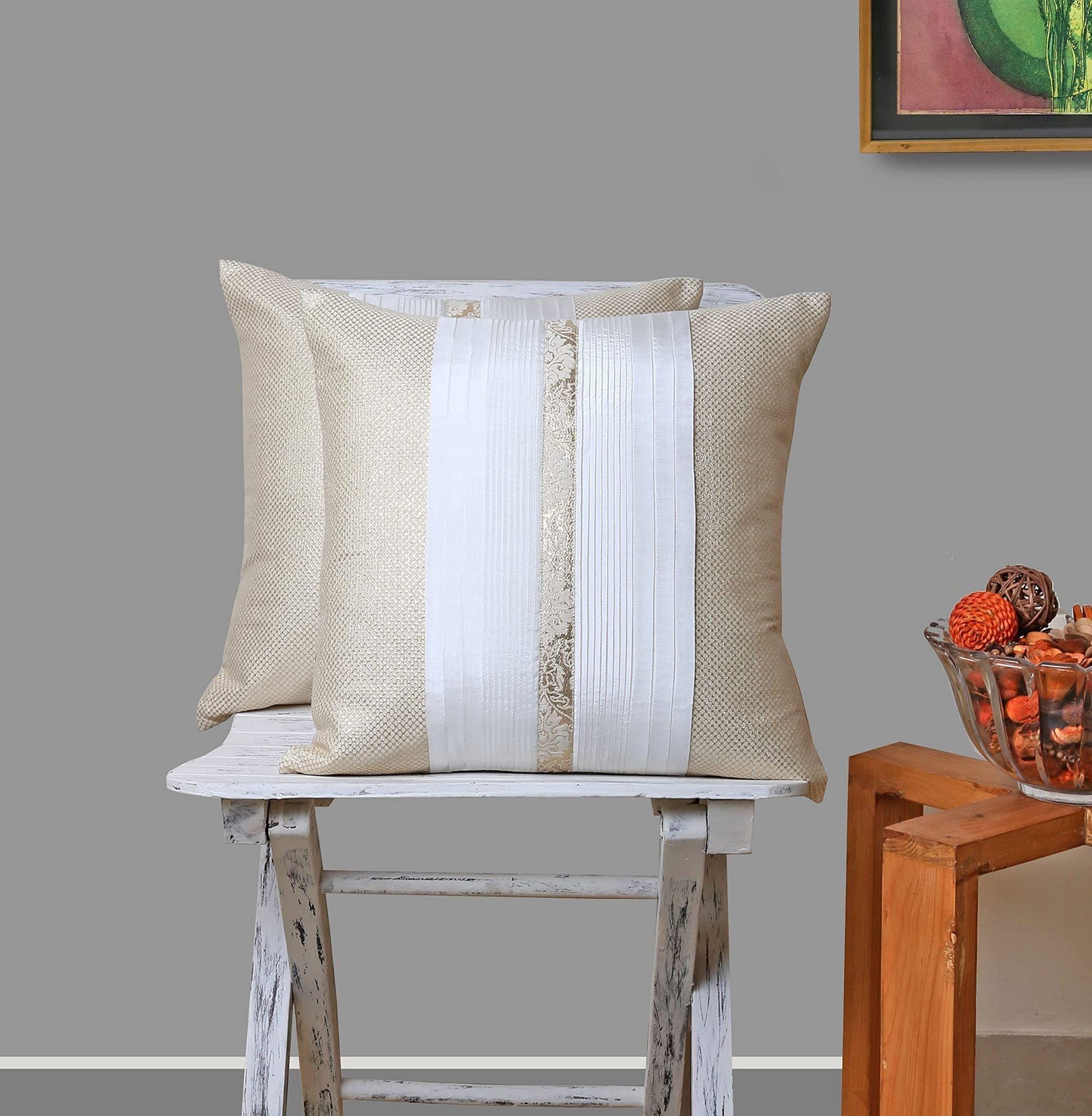 Set of 2 pcs Golden Brocade cushion cover 16"x16"