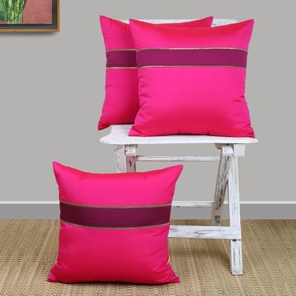 Set of 3 pcs Solid Fuschia Tuffeta cushion cover 16" X 16"(PCC116FP_S3) Set of 3 pcs Solid Fuschia Tuffeta cushion cover 16" X 16"(PCC116FP_S3)