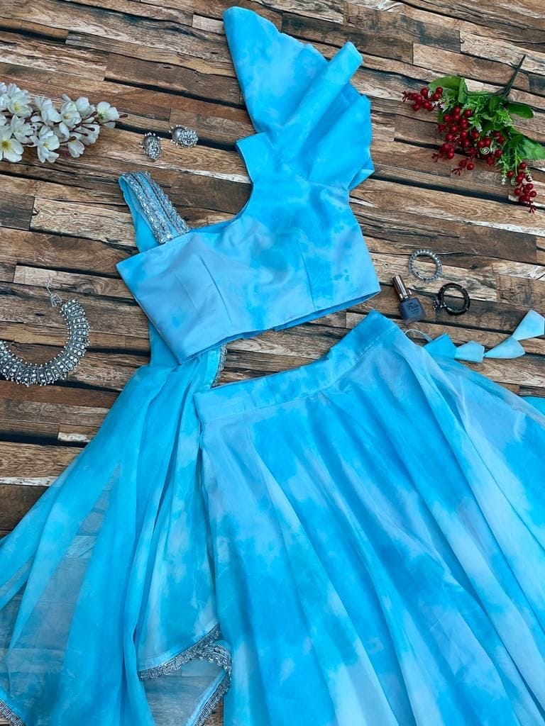 Pure georgette silk digital printed lehnga