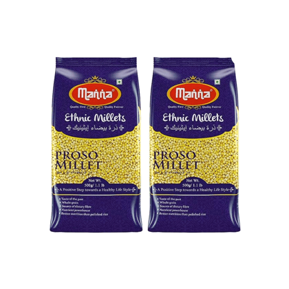 Manna Proso Millet Unpolished Natural Grains, 1kg (500g x 2 Packs) - (Chena/Barri/Pingu/Pani Varagu/Cheno) | Native Low GI Millet Rice | High Protein & 100% more fibre than rice Manna Proso Millet Unpolished Natural Grains, 1kg (500g x 2 Packs) - (Chena/Barri/Pingu/Pani Varagu/Cheno) | Native Low GI Millet Rice | High Protein & 100% more fibre than rice