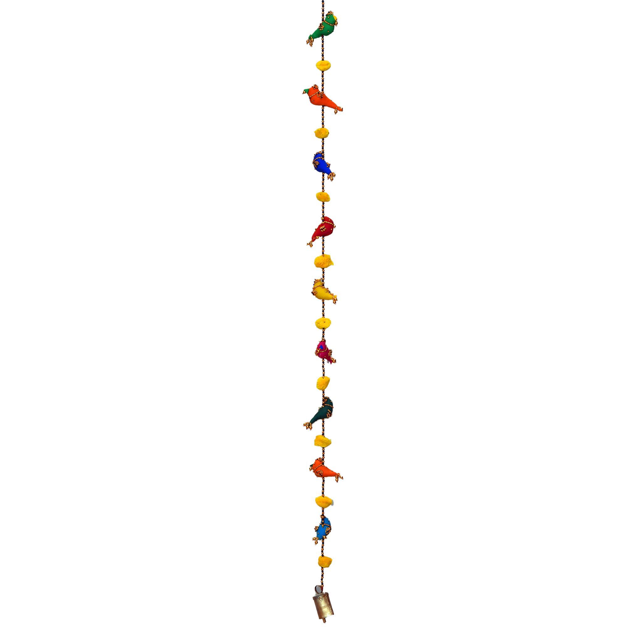 Tribes India Handcrafted Nine Parrot Line Hanging For Home Decor