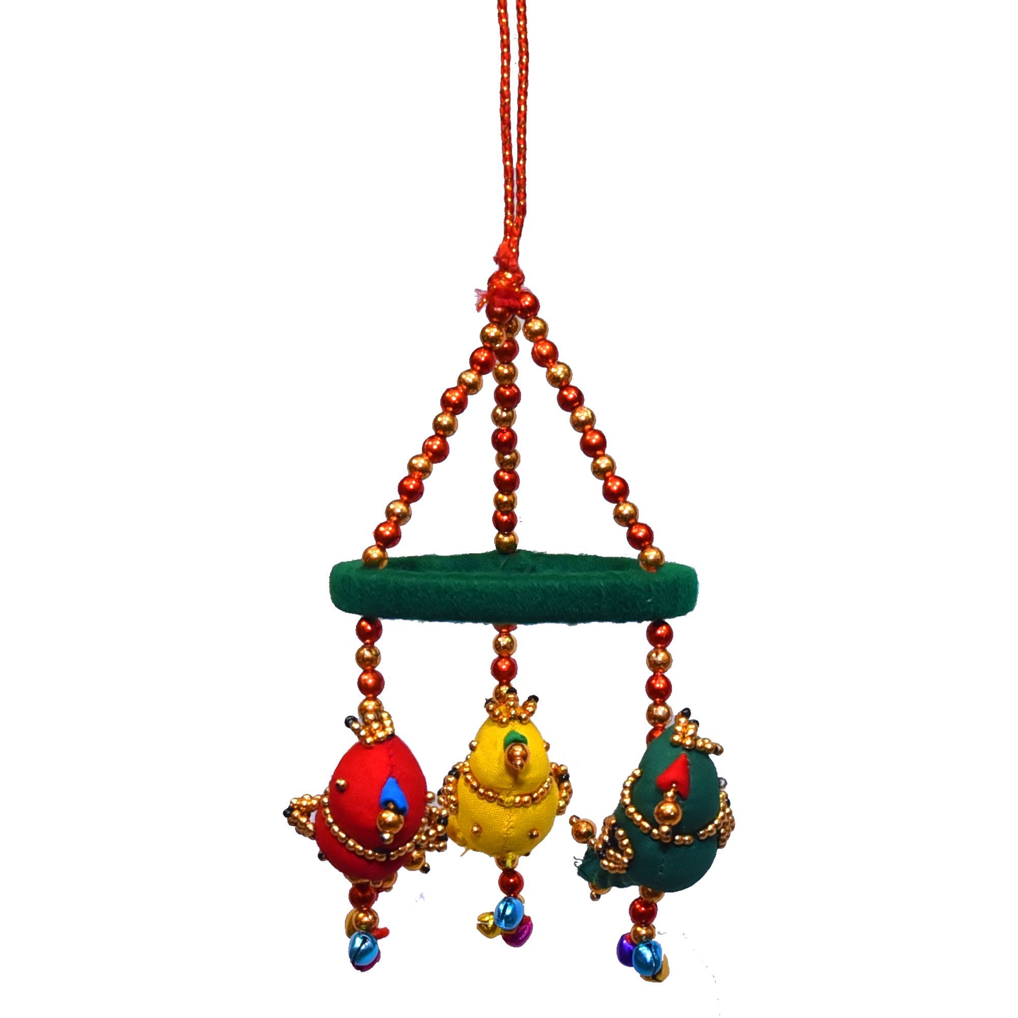 Tribes India Handcrafted Three Parrot Hanging Jhoomer with Bangle for Home Decor (PVTG)