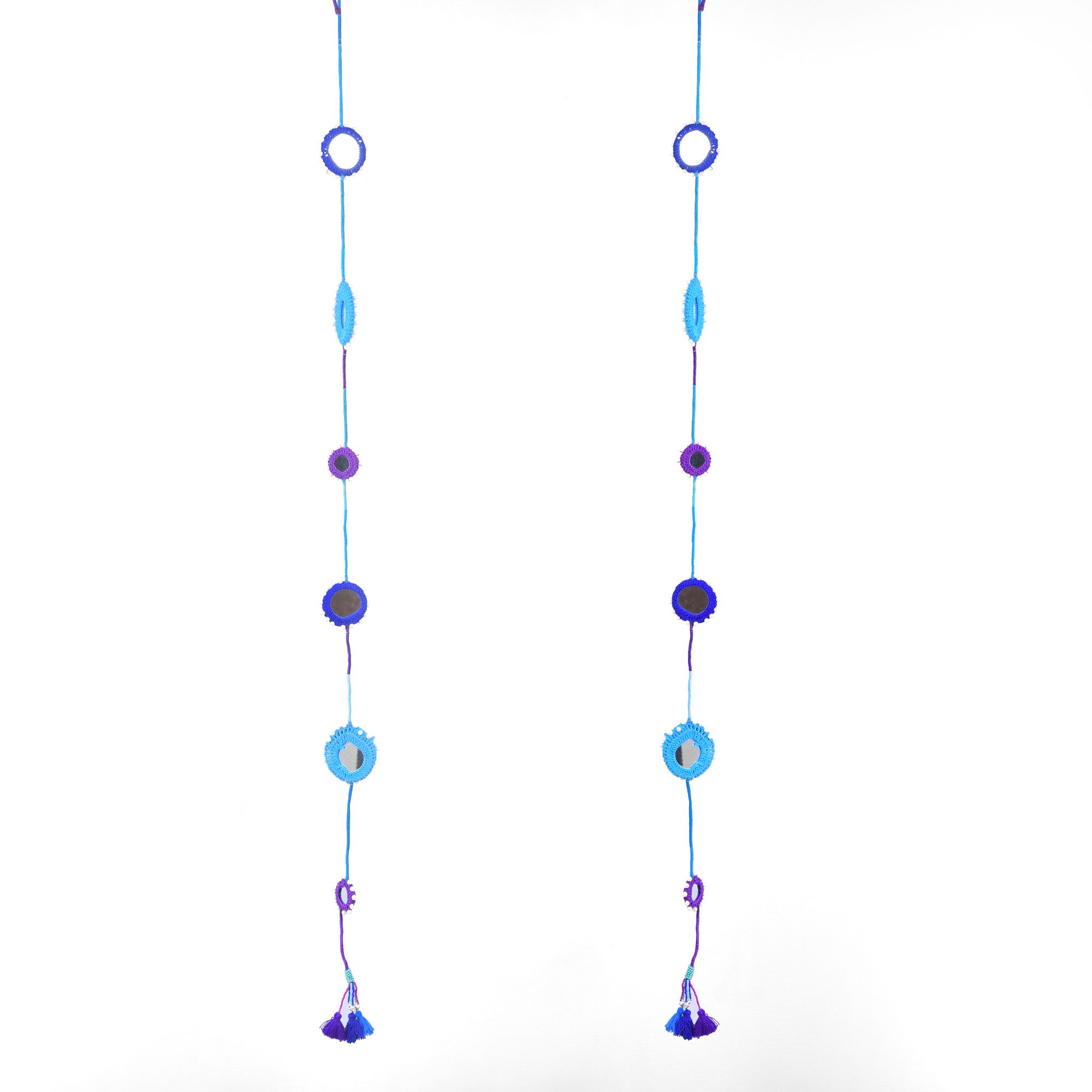 Tribes India Handcrafted hanging with Round Mirrorwork Purple & Blue color