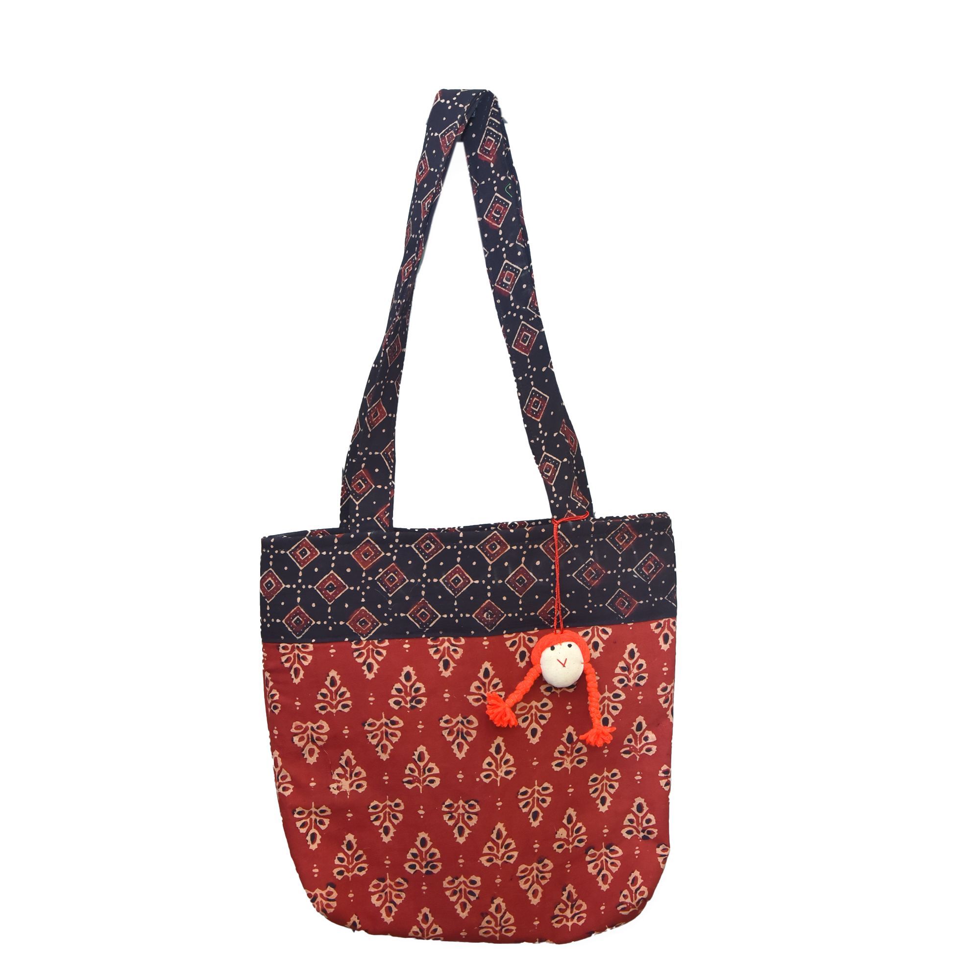 Tribes India Handcrafted Shopping Bag Maroon (34x34 cm)