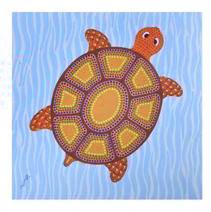 Tribes India Handmade Pithora Painting on Paper for Home decor (11x11 cm)