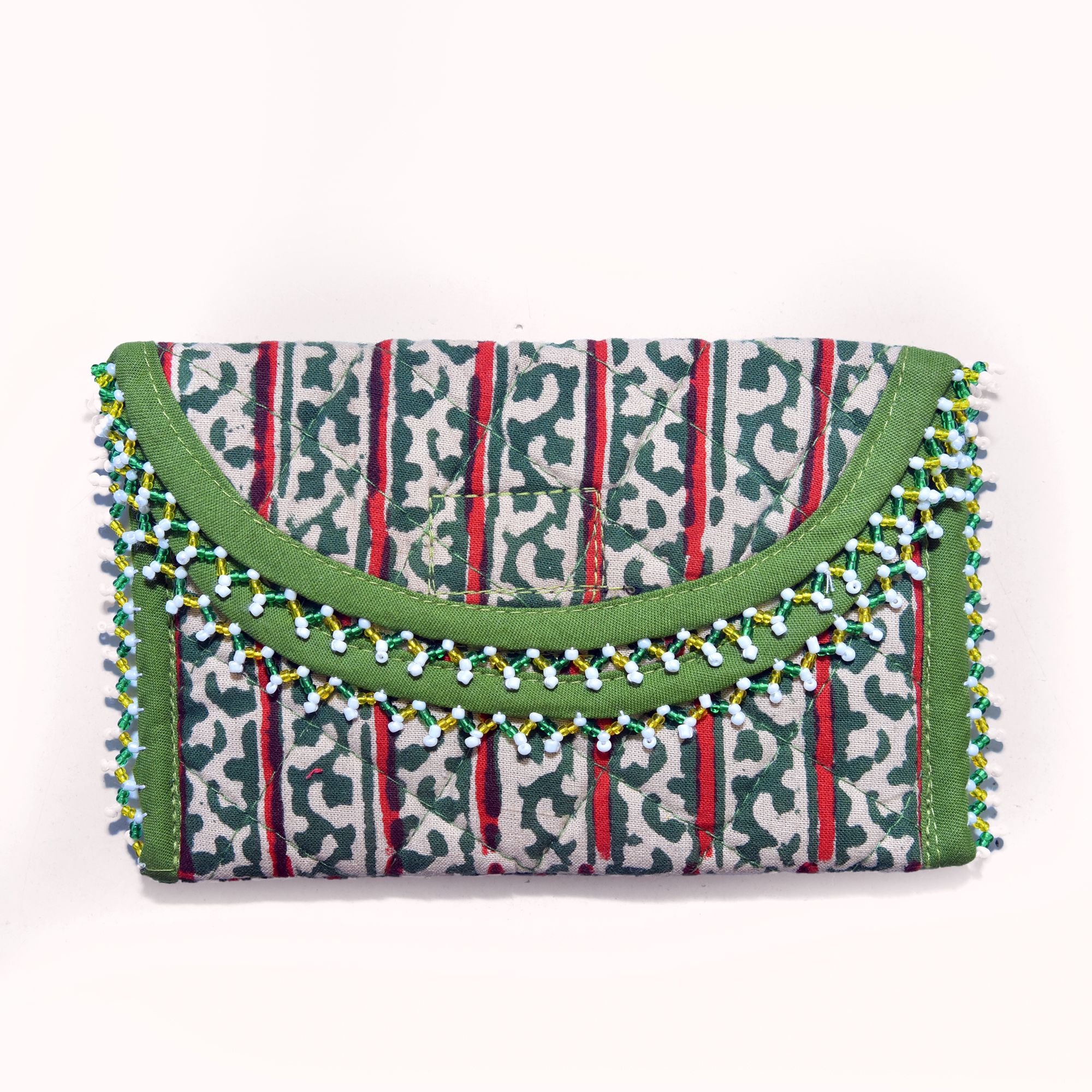 Tribes India Handmade Cotton, Sponge & Bid Work Mehndi Purse for Women & Girls