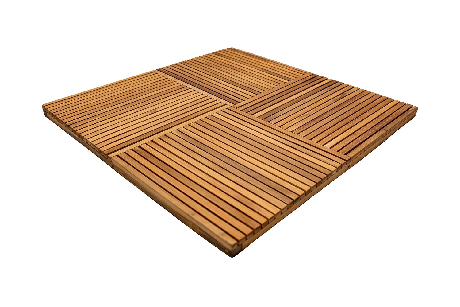 Tribes India Handmade Bamboo Trivet with Diagonal design (Square)