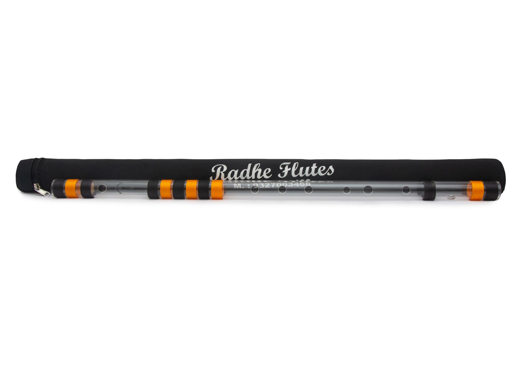 Radhe Flutes Acrylic Bansuri F Natural Right Handed Base Octave With Hard Cover