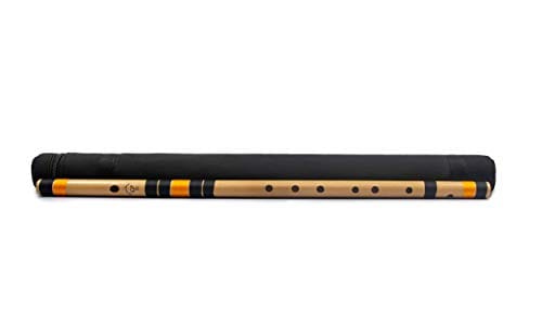 Radhe Flutes Bamboo Bansuri G Sharpl Right Handed Base Octave (24 inch) With Hard Cover & Mineral Oil