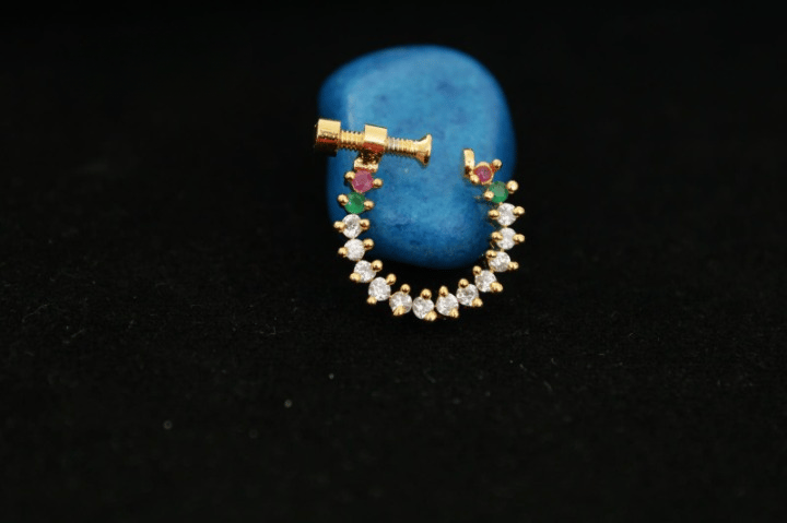Zeello Golden plated Cz Nose Pin for Girls & women