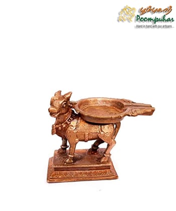 Copper Nandhi with Abishekam Plate 2.7 inches