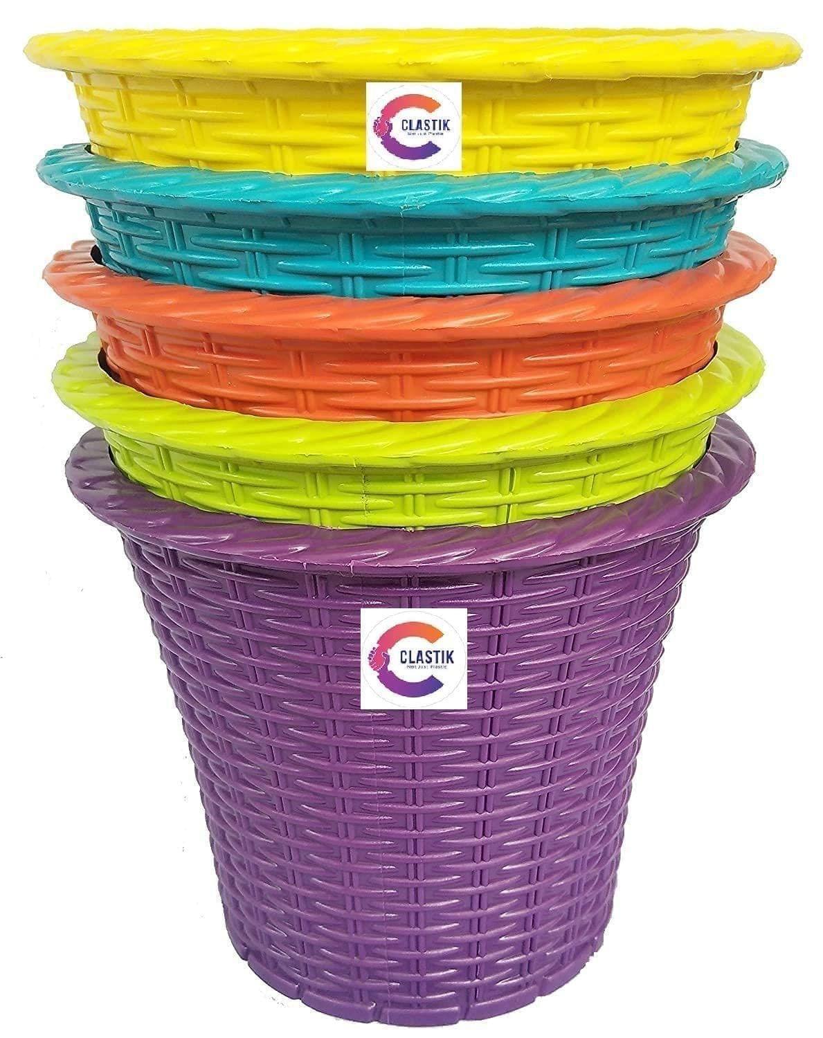 Clastik Small Height 6 Inch Plastic Decoration Mat Flower Pot, for Garden/Indoor, Table Top Planter/Pot, Set of 5 Pc