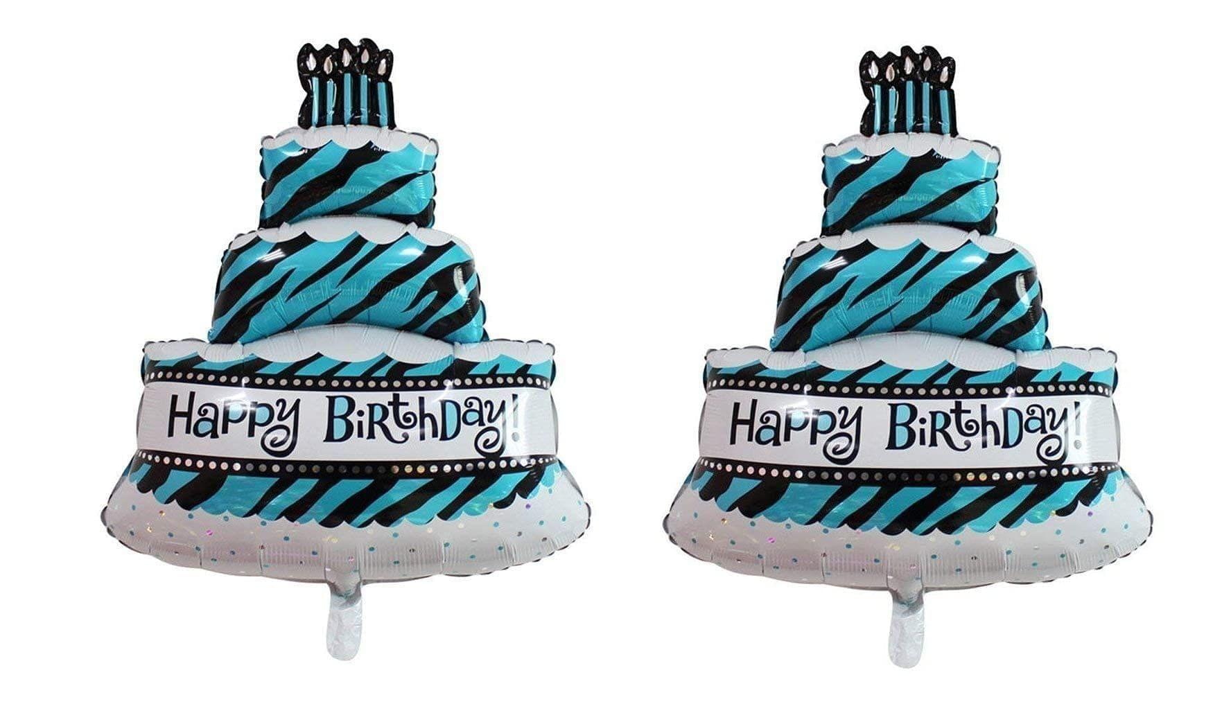 Ubals Happy Birthday Cake Shape Foil Balloon for Kids Party Decoration (Blue, 2)