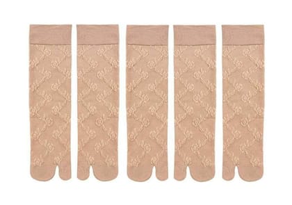 Clastik Women's Ankle Length Skin color Double Knit Cotton Socks with Thumb