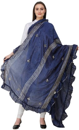 Patriot-Blue Dupatta from Amritsar with Gota Patches and Frill Border Patriot-Blue Dupatta from Amritsar with Gota Patches and Frill Border