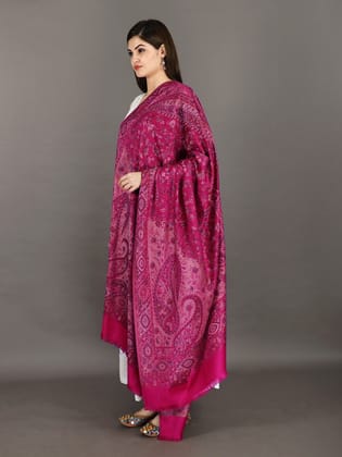 Very-Berry Reversible Jamawar Shawl with Woven Paisleys Very-Berry Reversible Jamawar Shawl with Woven Paisleys