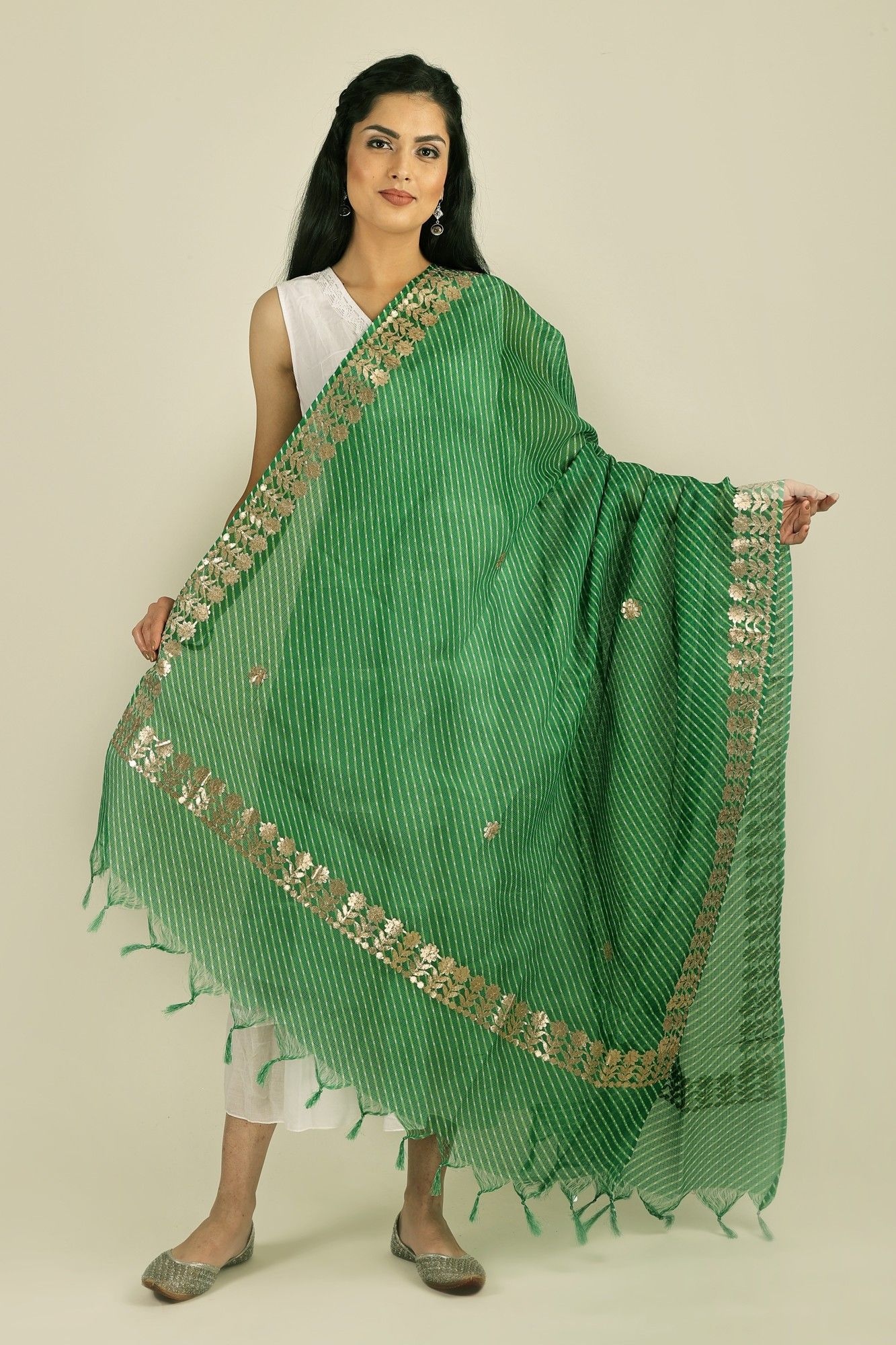 First-Tee Traditional Leheriya Tie-Dye Kota Doria Cotton Dupatta from Jodhpur