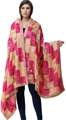 Very-Berry Phulkari Dupatta from Punjab with Embroidery All-Over and Mirrors Very-Berry Phulkari Dupatta from Punjab with Embroidery All-Over and Mirrors