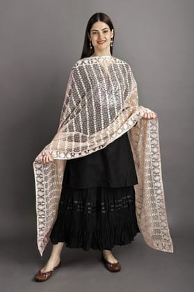 Fairy-Tale Heavy Embroidered Net Dupatta With Paisley