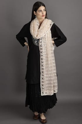 Cloud-Pink Heavy Embroidered Net Dupatta With Paisley Cloud-Pink Heavy Embroidered Net Dupatta With Paisley