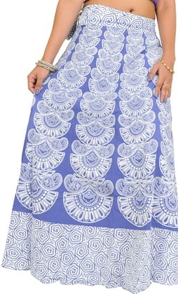 Violet-Storm Wrap-Around Long Skirt with Block-Print in Pastel Colors Violet-Storm Wrap-Around Long Skirt with Block-Print in Pastel Colors