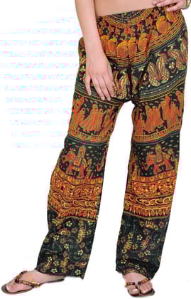 Green-Gables Casual Trousers from Pilkhuwa with Printed Elephants