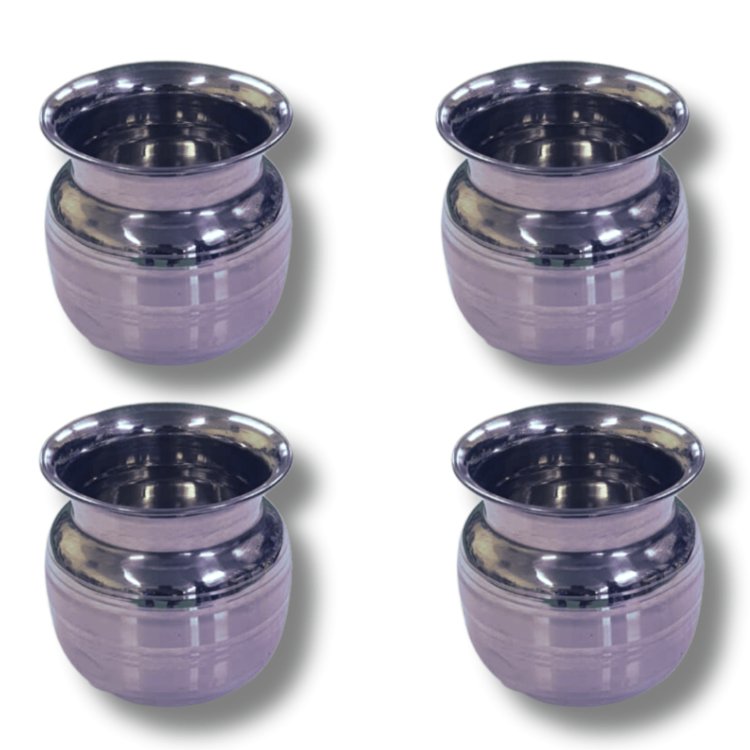 SHINI LIFESTYLE stainless steel lota with laser design, kalash lota, Karwa lota, 750ML (4PC)