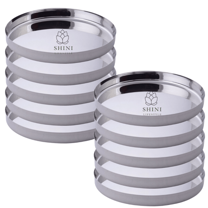 SHINI LIFESTYLE Stainless Steel Lunch plate, Bhojan thali, Khumcha thali, Dinner plate(Dia-27cm, 10Pc) SHINI LIFESTYLE Stainless Steel Lunch plate, Bhojan thali, Khumcha thali, Dinner plate(Dia-27cm, 10Pc)