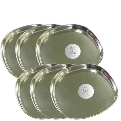 SHINI LIFESTYLE Stainless Steel Khumcha Dinner Plate, steel plates,Snack Plates (Dia-28cm, 6Pc) SHINI LIFESTYLE Stainless Steel Khumcha Dinner Plate, steel plates,Snack Plates (Dia-28cm, 6Pc)