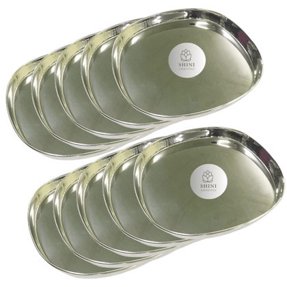 SHINI LIFESTYLE Stainless steel plates set, Dinner Plates, Khumcha Thali, Lunch Plate(Dia-26cm, 10Pc) SHINI LIFESTYLE Stainless steel plates set, Dinner Plates, Khumcha Thali, Lunch Plate(Dia-26cm, 10Pc)