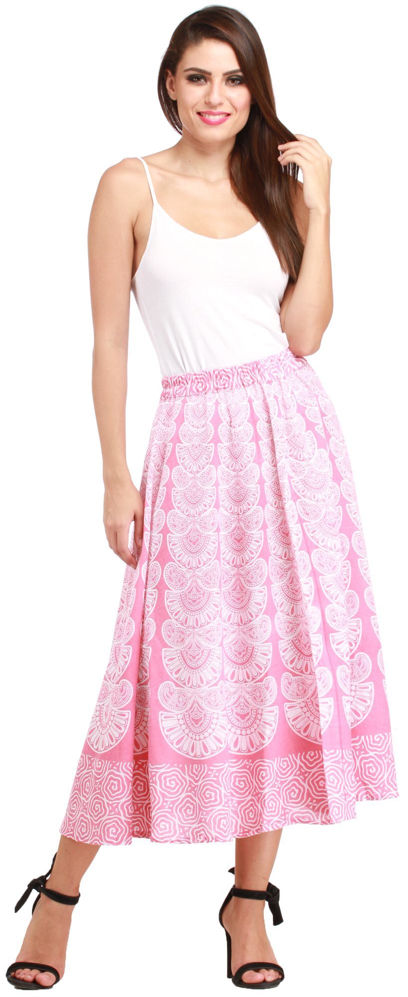Mauveglow Midi-Skirt from Pilkhuwa with Block Printed Motifs