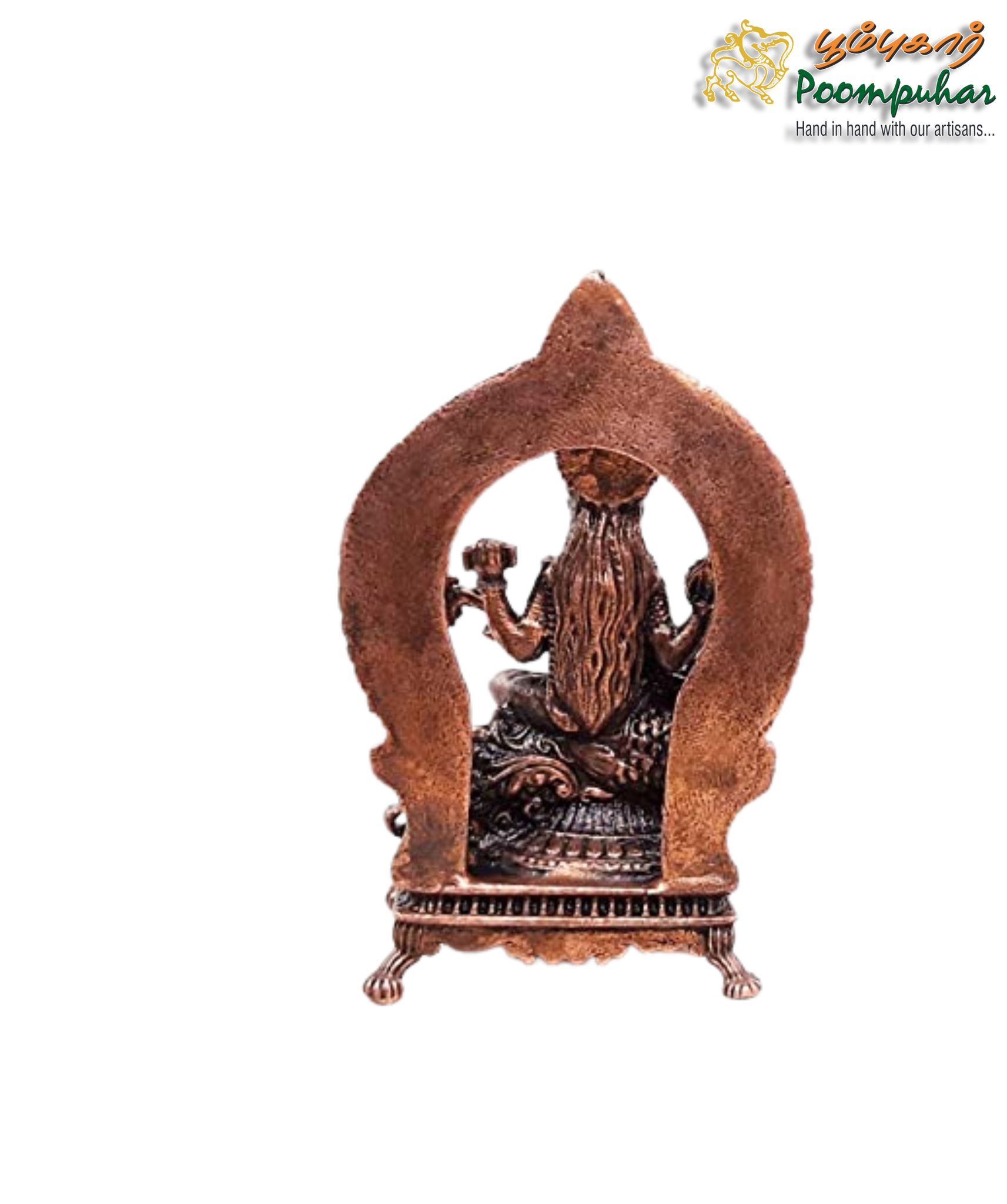 Copper Saraswathi Idol with Stand 3.3 inches