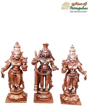 Copper Udupi Krishna, Sridevi Bhudevi 3.1 inches Copper Udupi Krishna, Sridevi Bhudevi 3.1 inches